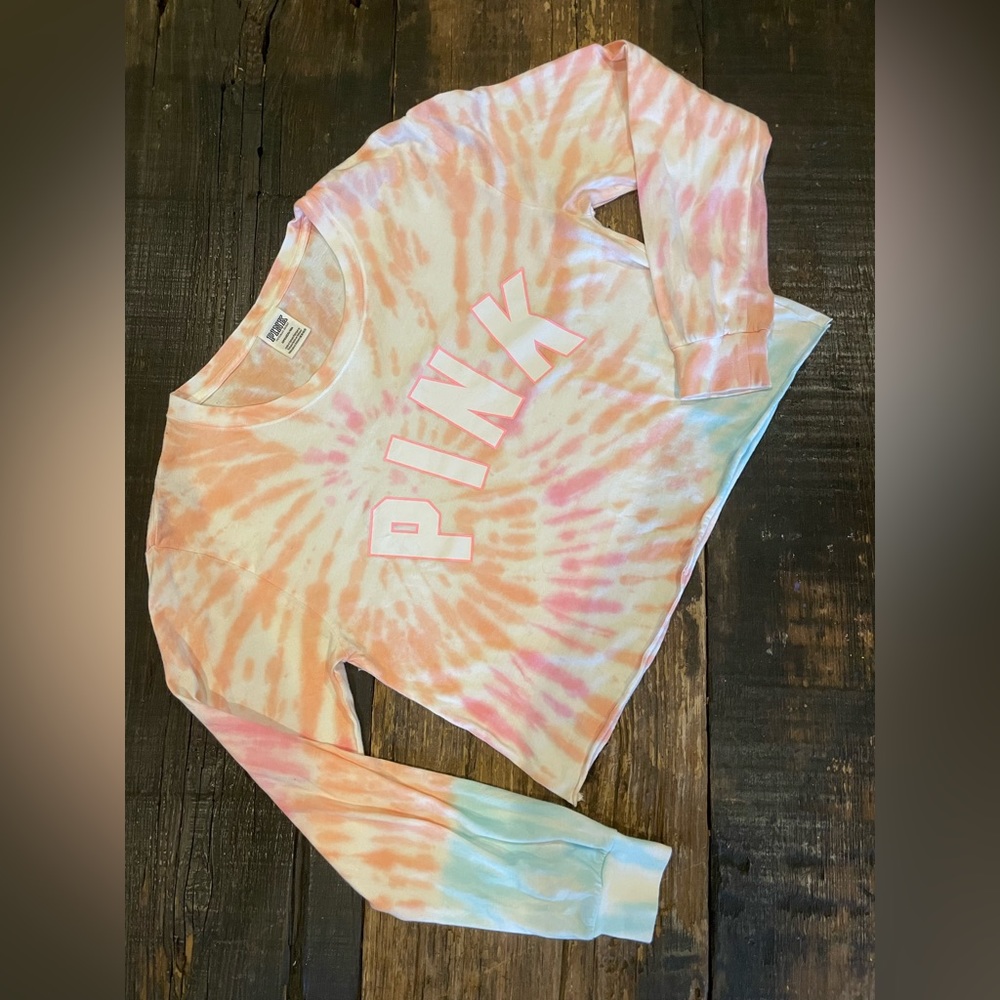 VICTORIA’S SECRET PINK 💖 Long Sleeve Tie Dyed Crop Top Women’s Size S